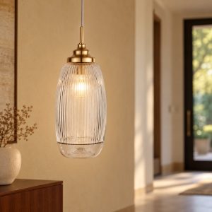 Lampada a sospensione per cucina moderna goccia trasparente e oro vetro