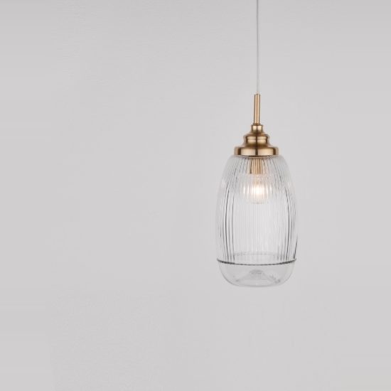 Lampada a sospensione per cucina moderna goccia trasparente e oro vetro