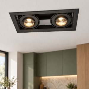 Maytoni metal modern faretto nero da incasso led 20w 3000k due luci