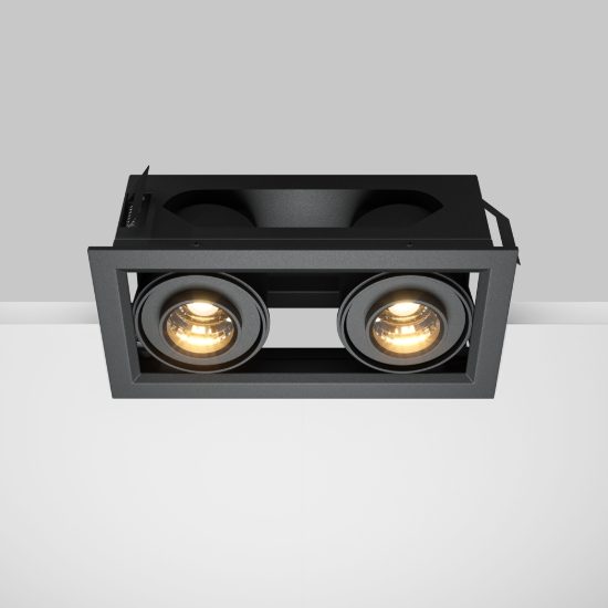 Maytoni metal modern faretto nero da incasso led 20w 3000k due luci