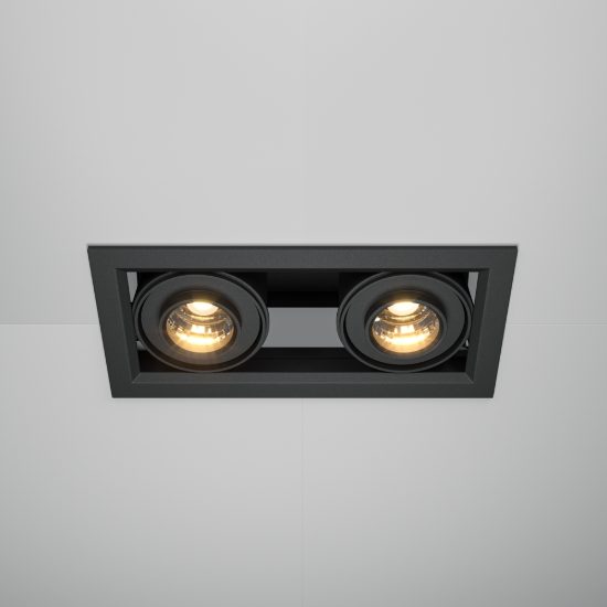 Maytoni metal modern faretto nero da incasso led 20w 3000k due luci