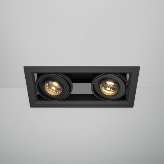 Maytoni metal modern faretto nero da incasso led 20w 3000k due luci