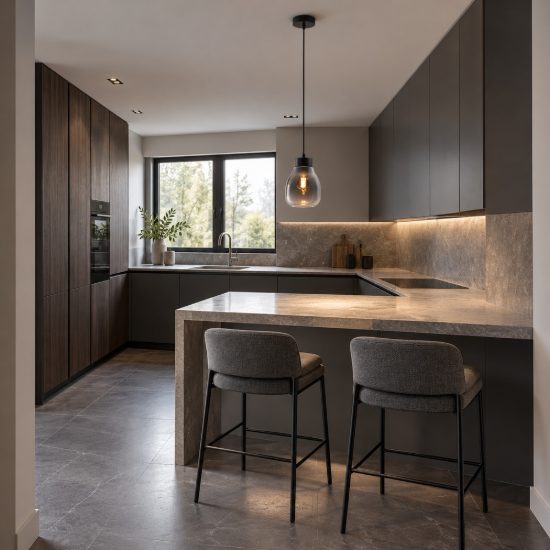 Lampada per cucina moderna a sospensione cilindro grigio fumé e nero vetro