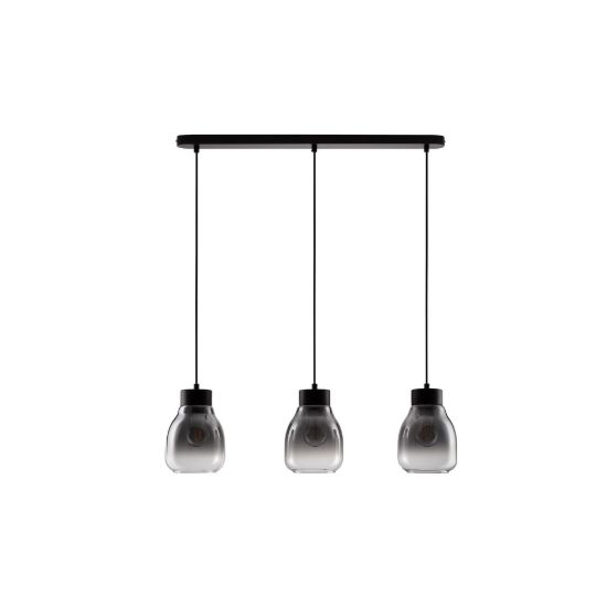 Lampadario per cucina moderno a sospensione grigio fumé e nero 3 luci