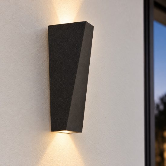 Applique da esterno triangolare moderna antracite scuro led 6w 3000k ip65 9cm