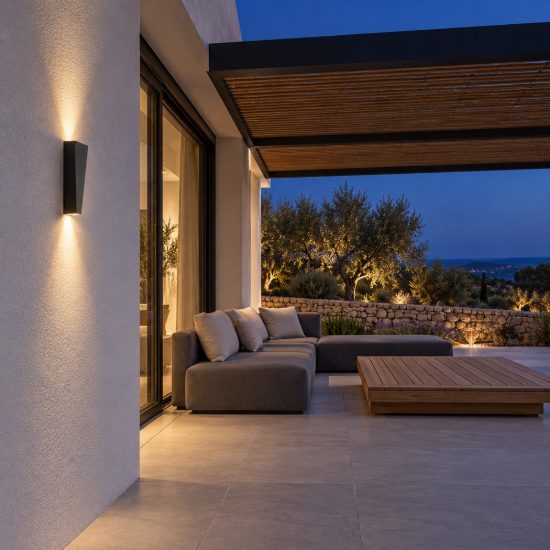 Applique da esterno triangolare moderna antracite scuro led 6w 3000k ip65 9cm