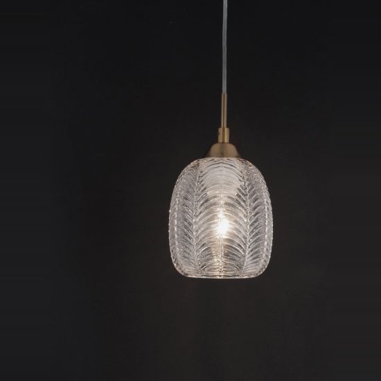Lampada a sospensione per cucina goccia trasparente e oro vetro
