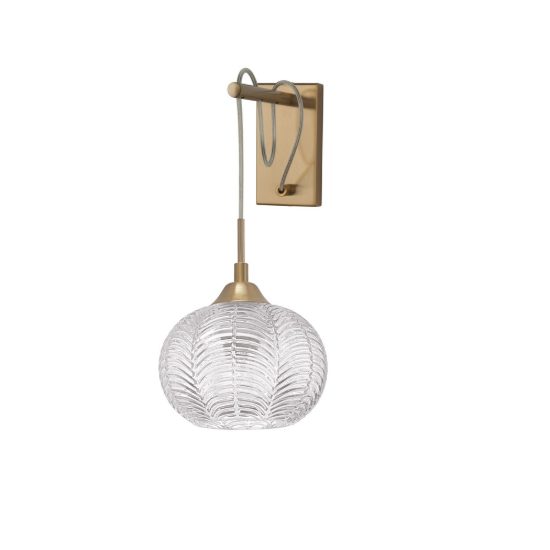 Applique 18cm da parete contemporanea sferica trasparente e oro vetro per soggiorno