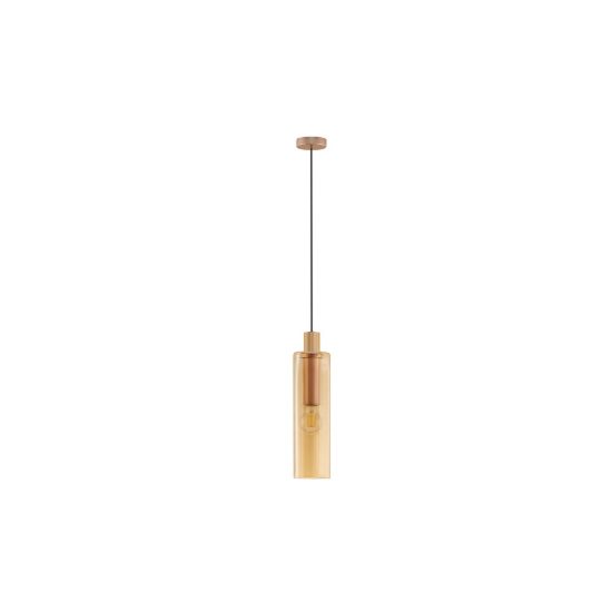 Lampada per comodini camera da letto a sospensione cilindro ambra e oro vetro