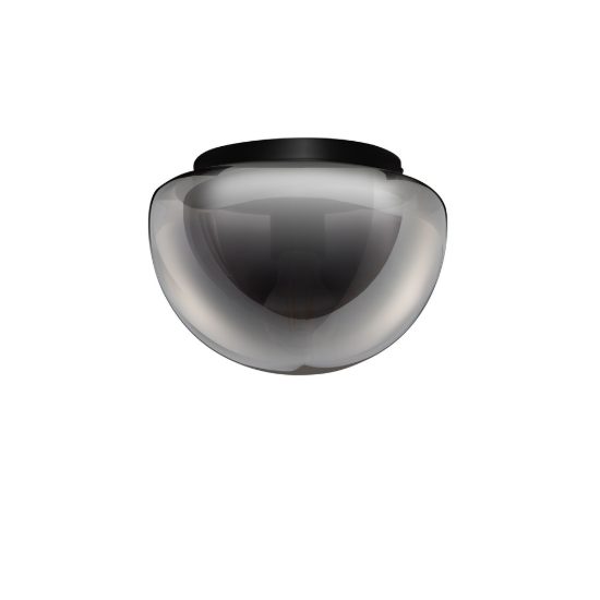 Plafoniera per ingresso cupoliforme grigio fumé e nero vetro 32cm