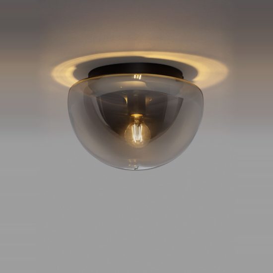 Plafoniera per ingresso cupoliforme grigio fumé e nero vetro 32cm