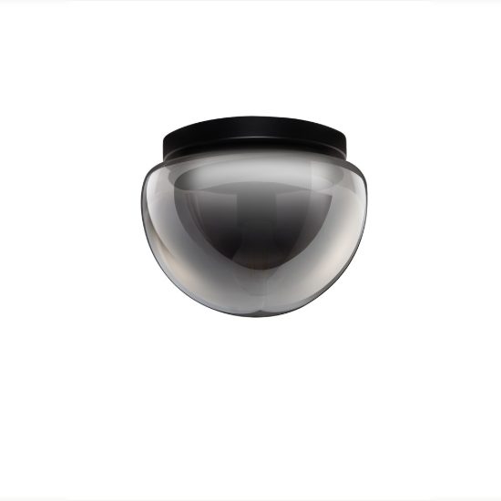 Plafoniera per ingresso moderna cupoliforme grigio fumé e nero vetro 25cm