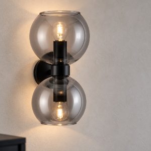 Applique moderna per soggiorno clessidra nero vetro da parete