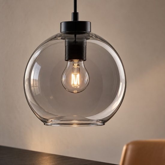 Lampada per cucina moderna sferica nero vetro a sospensione