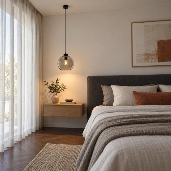Lampada per cucina moderna sferica nero vetro a sospensione