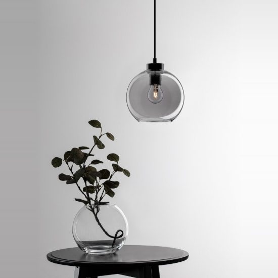 Lampada per cucina moderna sferica nero vetro a sospensione