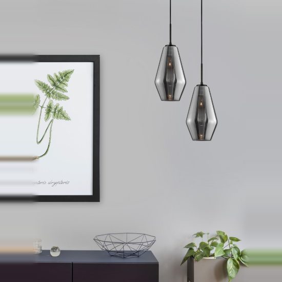 Lampada a sospensione per cucina moderna conica cromo vetro