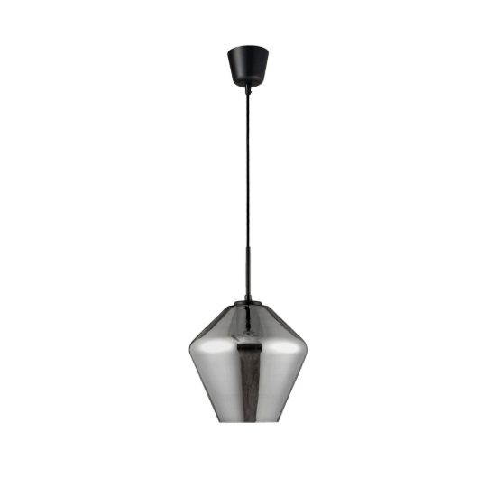 Lampada a sospensione per cucina moderna conica cromo e nero vetro