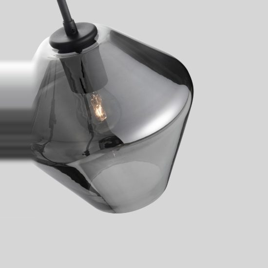 Lampada a sospensione per cucina moderna conica cromo e nero vetro