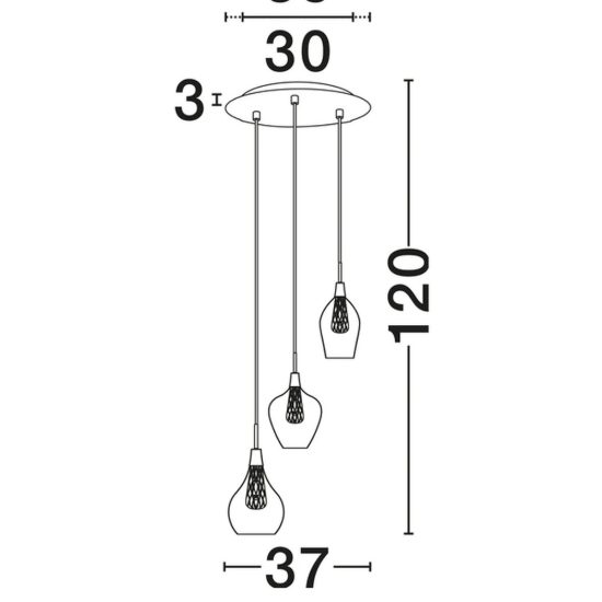Lampadario 3 luci per cucina moderno a sospensione oro e cromo vetro