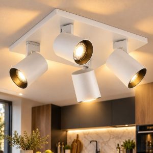 Fabas modo plafoniera moderna bianca per soggiorno 4 luci orientabili
