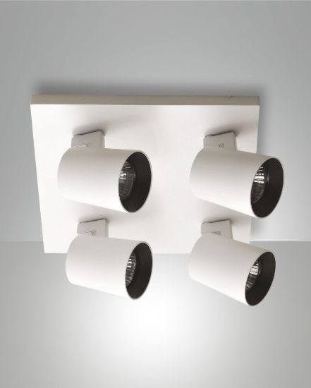 Fabas modo plafoniera moderna bianca per soggiorno 4 luci orientabili