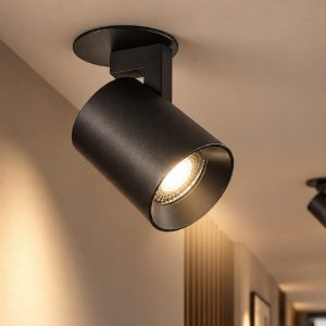 Fabas modo faretto da incasso soffitto per cucina cilindrico nero orientabile
