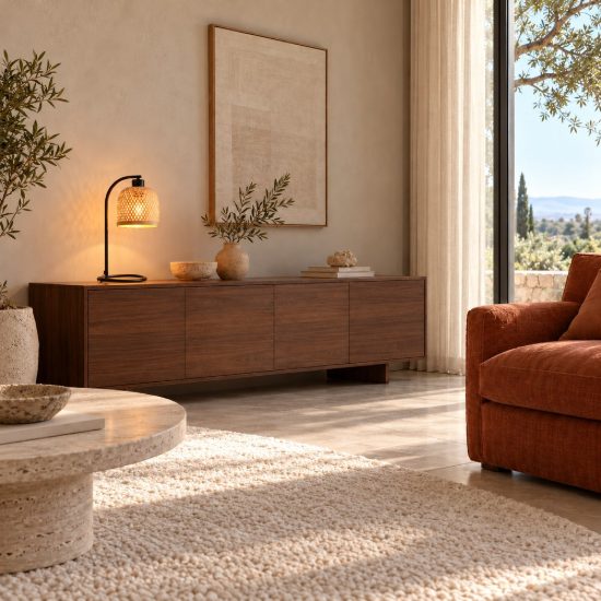 Lampada da tavolo per camera da letto cupoliforme naturale e nero rattan