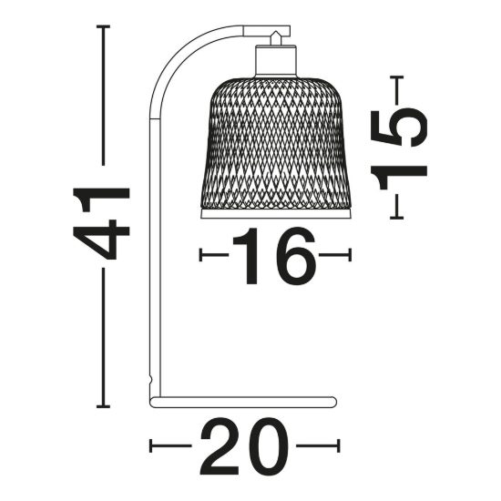 Lampada da tavolo per camera da letto cupoliforme naturale e nero rattan