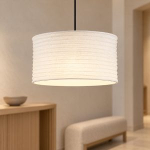 Lampadario a sospensione moderno cilindro bianco per ingresso