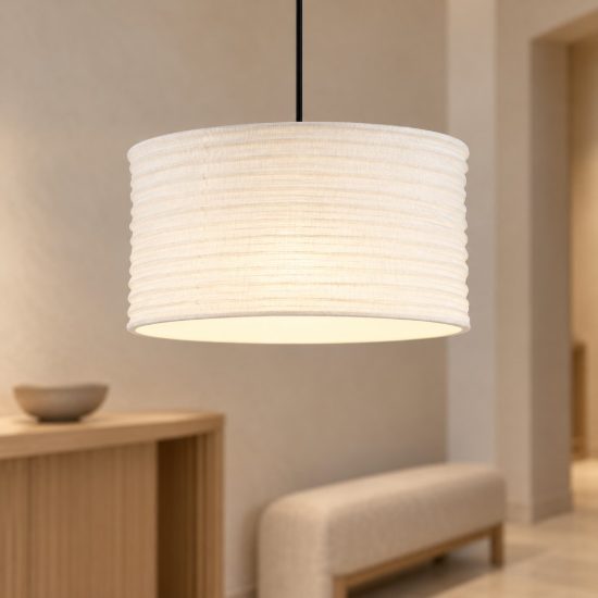 Lampadario a sospensione moderno cilindro bianco per ingresso