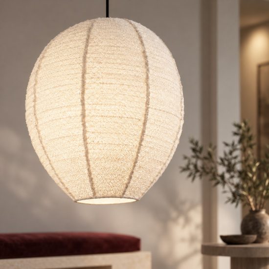 Lampadario a sospensione per camera da letto moderno ovale bianco