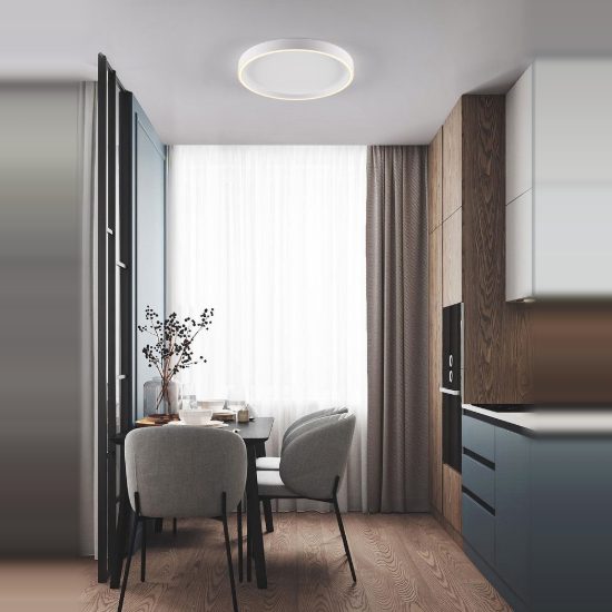 Plafoniera led 38w cct 2700k 3000k dimmerabile per cucina moderna rotonda bianca