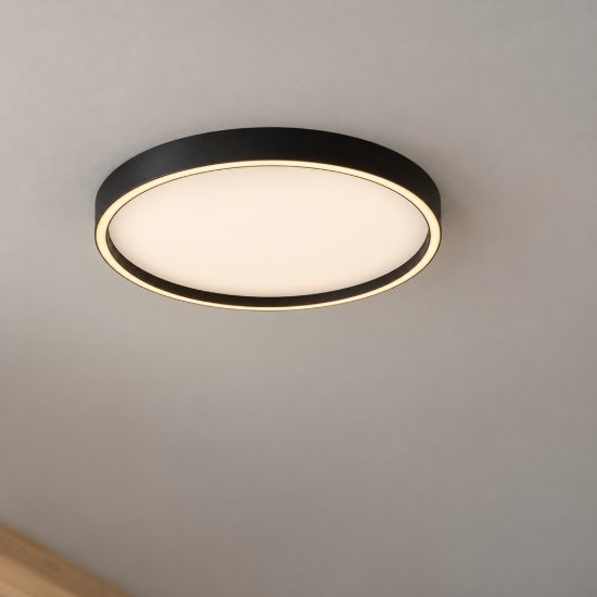 Plafoniera per cucina moderna rotonda nera led 38w cct 2700k 3000k dimmerabile