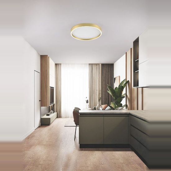 Plafoniera per cucina moderna rotonda oro led 38w cct 2700k 3000k dimmerabile