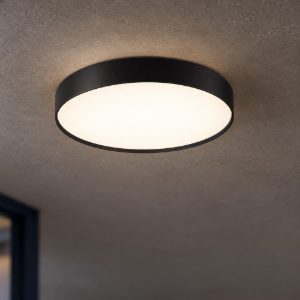 Plafoniera per cucina moderna rotonda nera led 37w cct 2700k 3000k dimmerabile