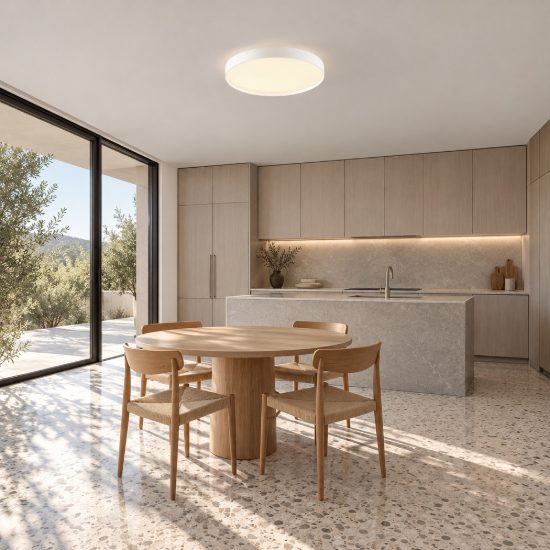 Plafoniera led 48w cct 2700k 3000k dimmerabile per cucina moderna rotonda bianca