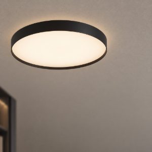 Plafoniera per cucina moderna rotonda nera led 48w cct 2700k 3000k dimmerabile