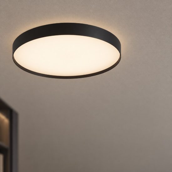 Plafoniera per cucina moderna rotonda nera led 48w cct 2700k 3000k dimmerabile
