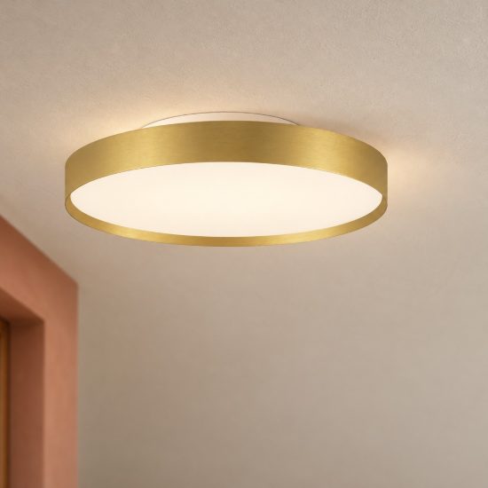 Plafoniera per cucina moderna rotonda oro led 48w cct 2700k 3000k dimmerabile