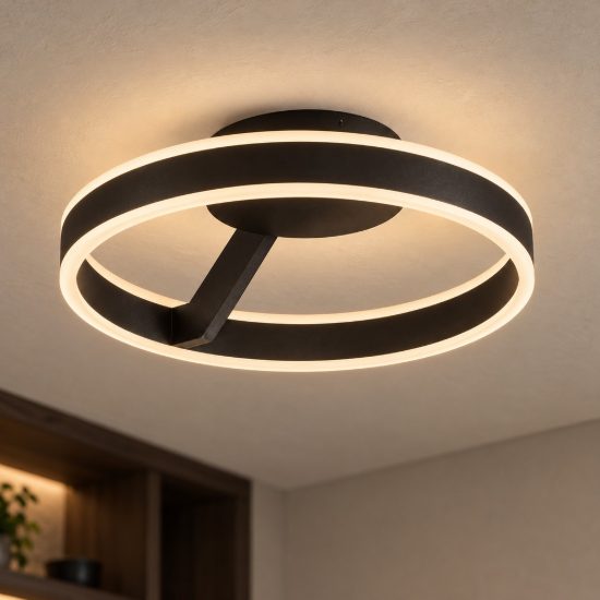 Plafoniera per camera da letto nera led 28w cct 2700k 4000k dimmerabile