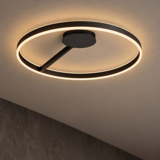 Plafoniera moderna per soggiorno rotonda nera led 48w cct 2700k 4000k dimmerabile