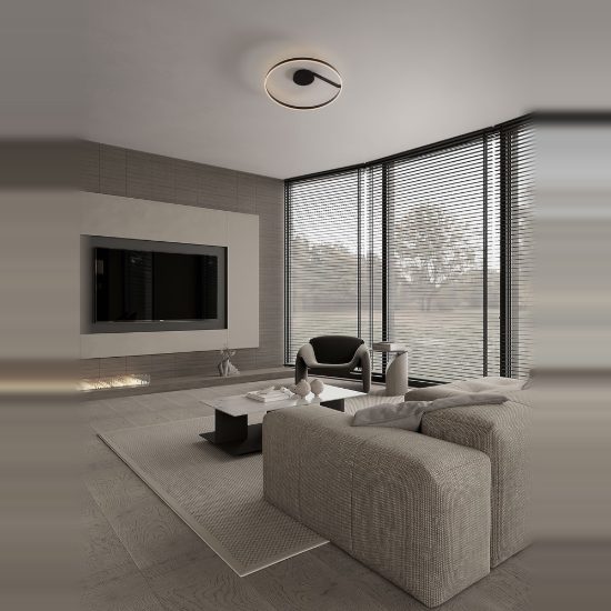 Plafoniera moderna per soggiorno rotonda nera led 48w cct 2700k 4000k dimmerabile