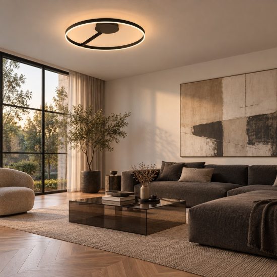 Plafoniera moderna per soggiorno rotonda nera led 48w cct 2700k 4000k dimmerabile
