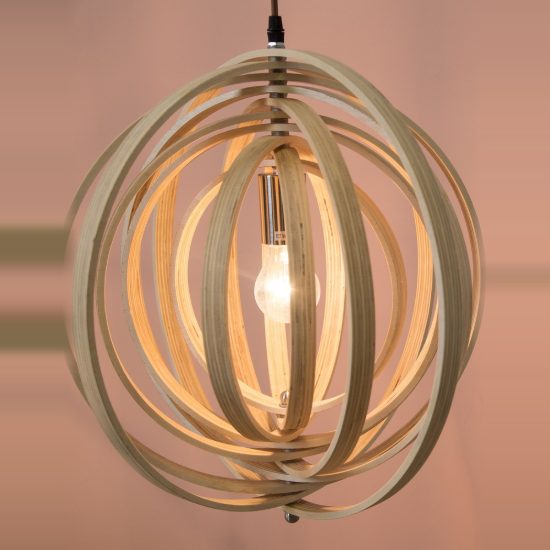 Lampadario per cucina moderno sferico naturale e marrone legno a sospensione