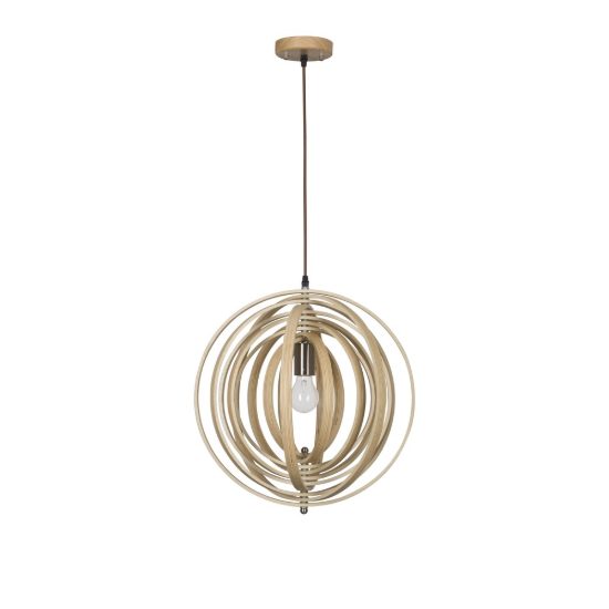 Lampadario per cucina moderno sferico naturale e marrone legno a sospensione