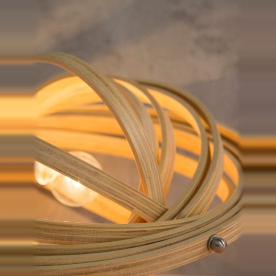 Lampadario per cucina moderno sferico naturale e marrone legno a sospensione