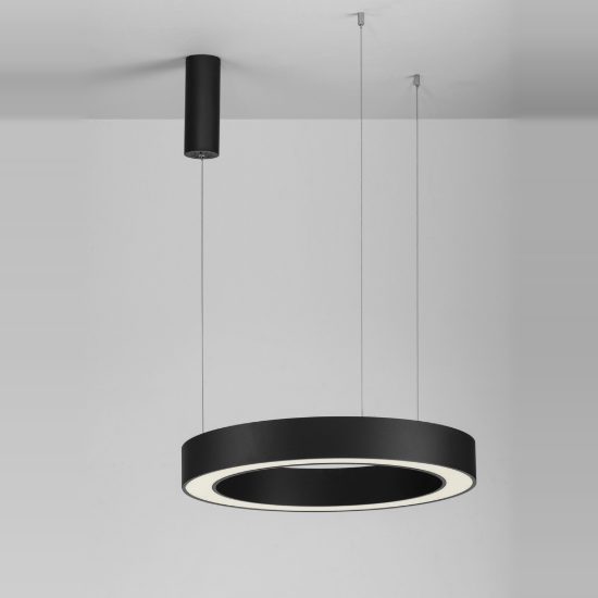 Lampadario a sospensione nero sabbiato per soggiorno led 48w cct 2700k 4000k dimmerabile con telecomando