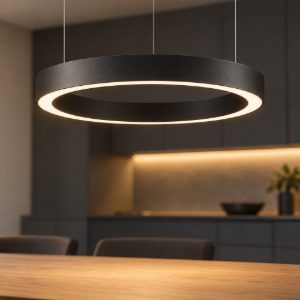 Lampadario a sospensione nero sabbiato per soggiorno led 59w cct 2700k 4000k dimmerabile con telecomando