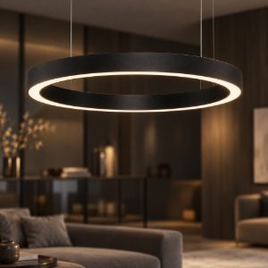 Lampadario a sospensione nero sabbiato per soggiorno led 80w cct 2700k 4000k dimmerabile con telecomando